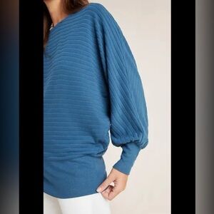 Anthropologie Saturday Sunday Blue Dolman Sleeve Ribbed Pullover Sweater XS